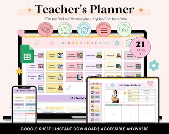 Teacher Student Planner Google Sheets Tracker | Teacher Planner  | Lesson Planner | Notebook Classroom Planning | Grade Tracker Spreadsheet
