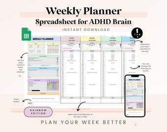 Daily Weekly Plan Spreadsheet Weekly Schedule Google Sheets Template Daily Checklist Weekly Schedule To Do List Productivity Planner