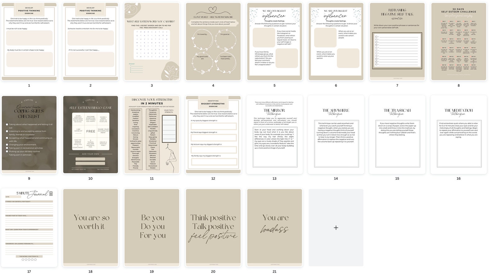 Done for You | Self Esteem Workbook Life Coaching Tools| Brandable ...