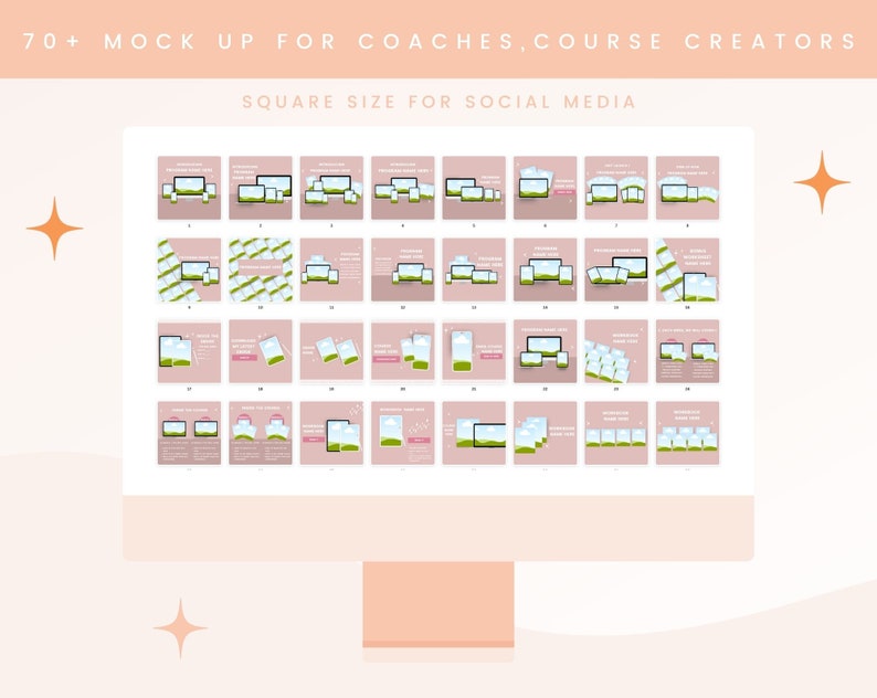 Mockup av Canva-mall för coacher, mockups för kursskapare, mockup för digital produkt, mockup för Canva-mall, teknisk mockup, mockup för onlinekurs bild 5