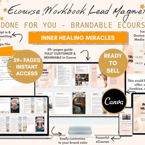 Done For You | Inner Healing Miracle Brandable eCourse |Editable Canva |Life coaching tools | Lead magnet Workbook |Coach Workbook Template
