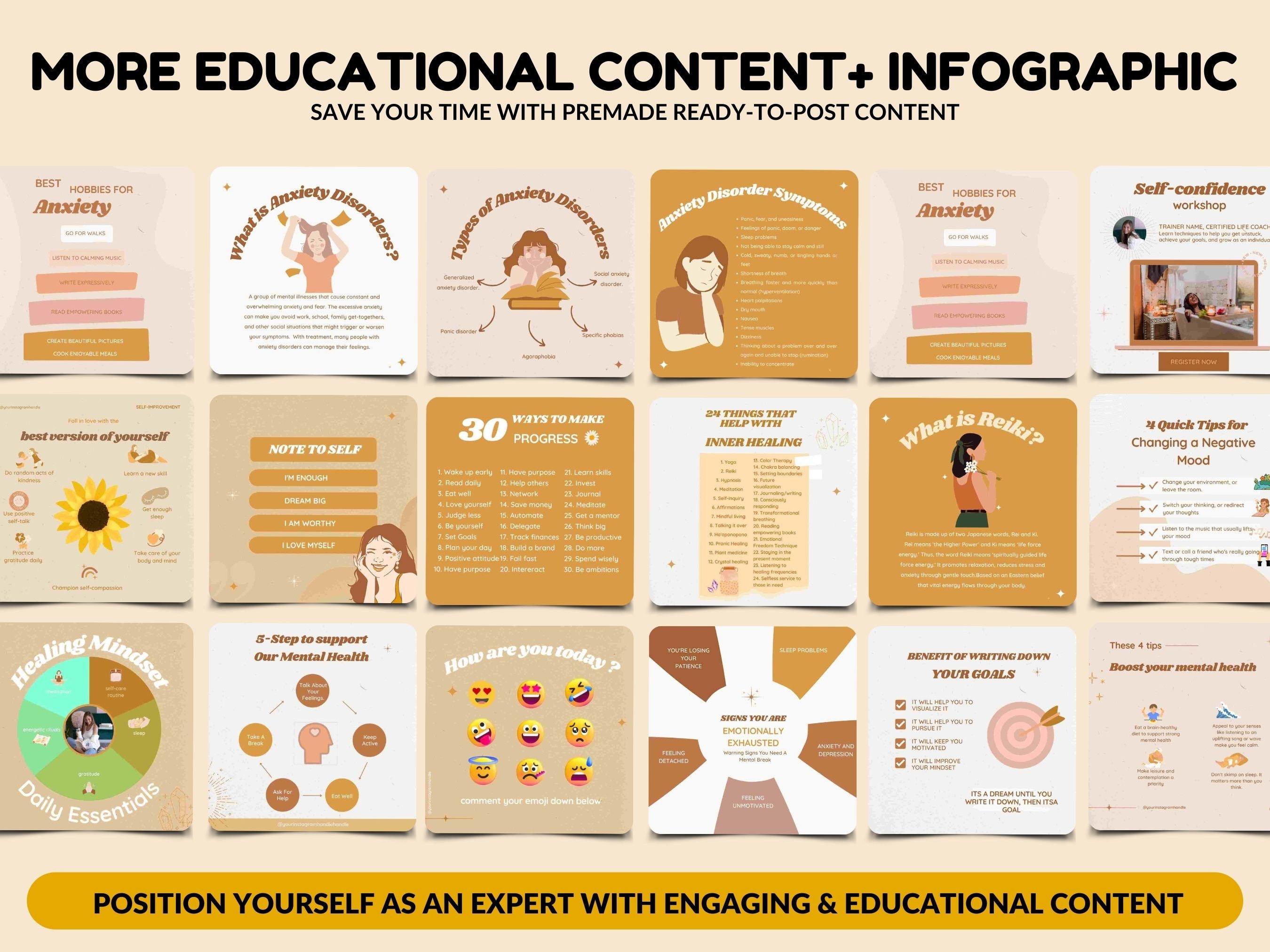 150 Life Coach Mental Health Instagram CANVA Templates |infographic ...