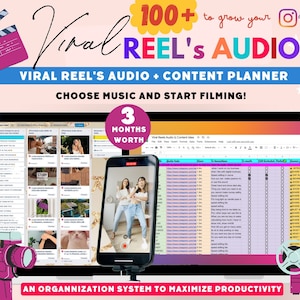Instagram Reel Content Planner + 100+ Viral Audio Compilation Trello and Google Sheet for business owners,coach, influencer marketing