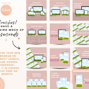 Mockup av Canva-mall för coacher, mockups för kursskapare, mockup för digital produkt, mockup för Canva-mall, teknisk mockup, mockup för onlinekurs bild 2