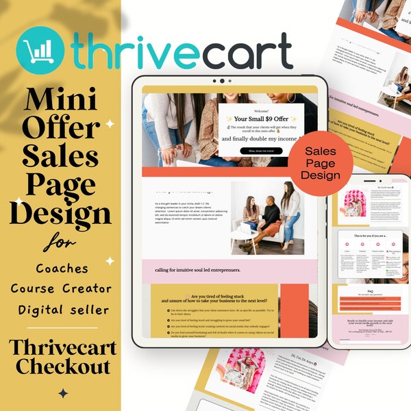 ThriveCart Sales Page Template for Mini Offer  + Thank You page template | ThriveCart Checkout Page| Ebook Sales Page Design for Coach Fun