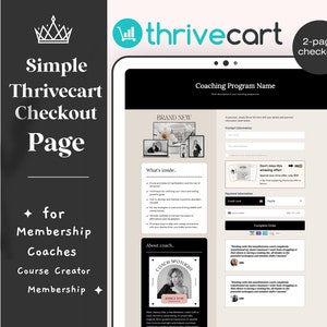 ThriveCart Simple Checkout Sales Page Template ThriveCart Checkout Page Design für Mitgliedsschaft, Coaches Thrivecart Templates
