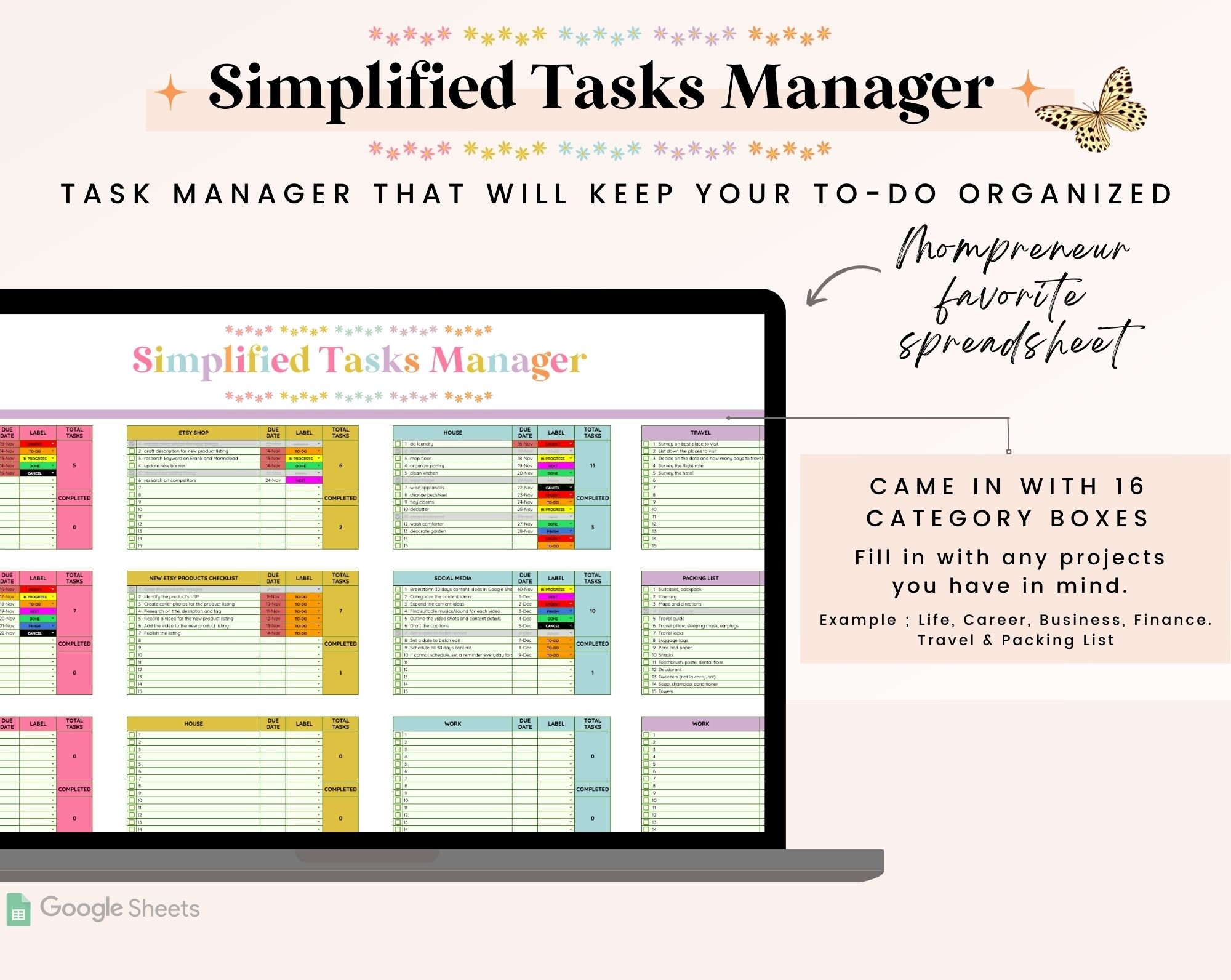 ADHD To-do List | Google Sheets Tasks Manager Spreadsheet | Get Things ...