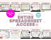 Entire Shop Access Spreadsheet Planner Bundle | Productivity Google Sheets Mega Bundle | Business, Life, Teacher Finance Planner Tracker