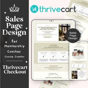 Plantilla de página de ventas de ThriveCart / Página de pago de ThriveCart / Diseño de página de ventas para membresía, aterrizaje del programa de entrenadores, diseño de página de venta ecológica