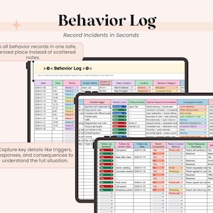 Student Behavior Tracker for Teacher, Behavior Chart Spreadsheet Google Sheets, Classroom Management Behavior Log,Teacher Documentation Tool image 3