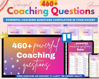 460+ Coaching Questions Compilation for Coaches in Trello, Coaching tools, Coaching Resource, life coach, business coach, spiritual coach