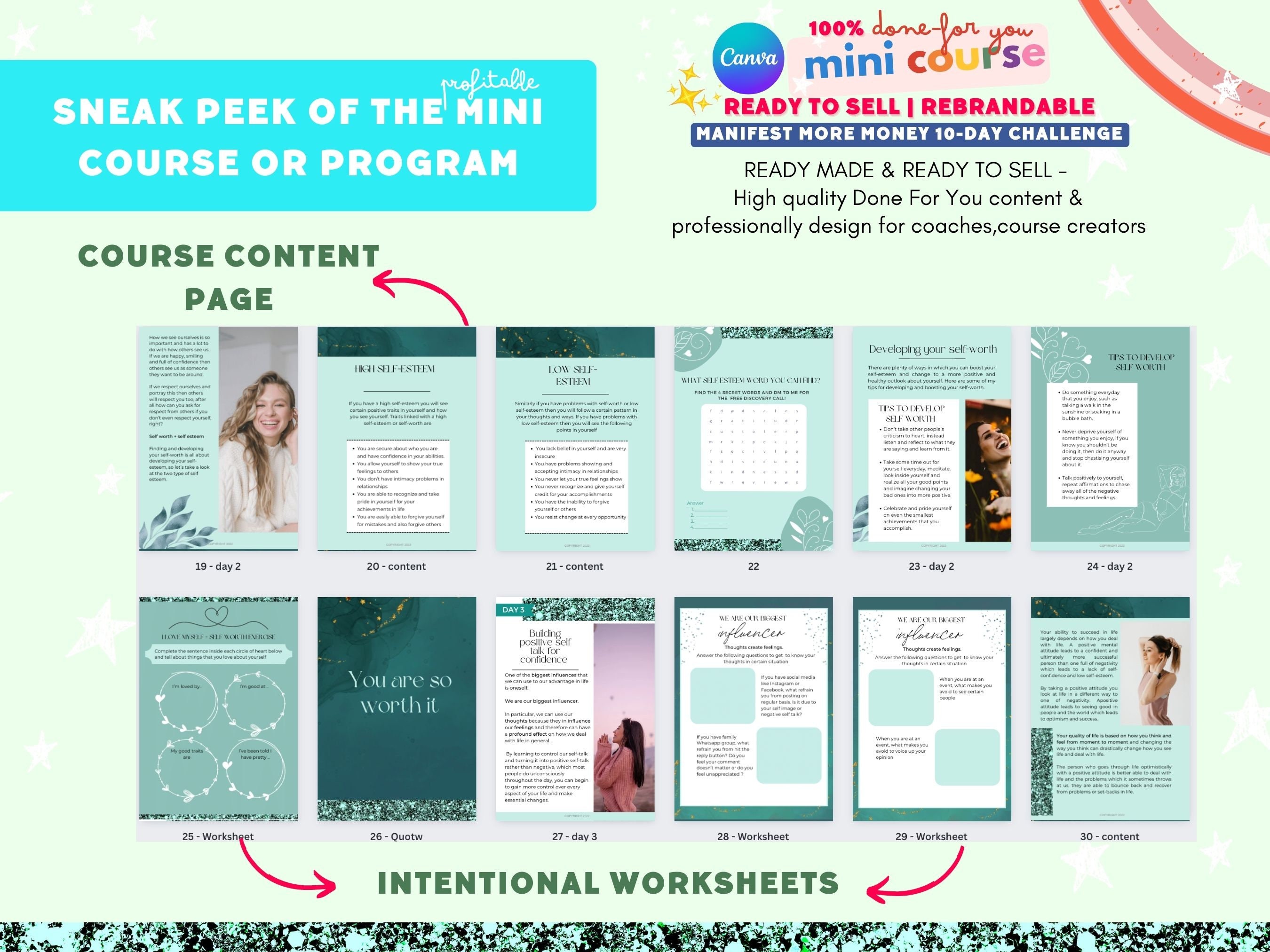 Done for You | Self Esteem Workbook Life Coaching Tools| Brandable ...