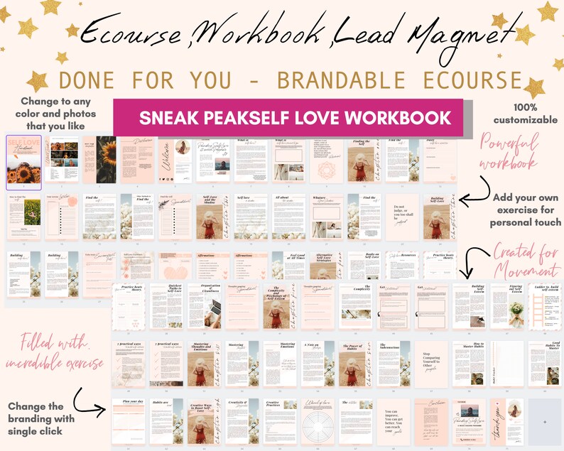Self Love Workbook Canva Template Brandable Ecourse |doneforyou ...