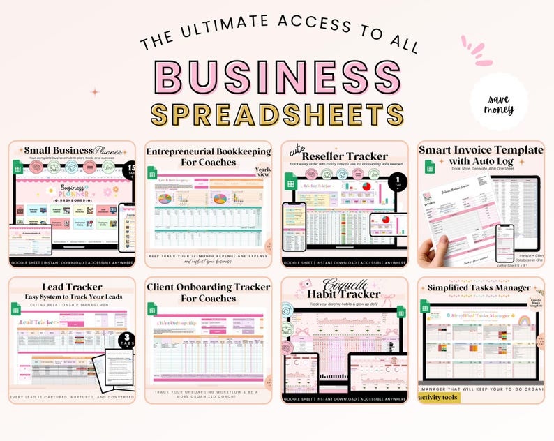 Entire Shop Access Spreadsheet Planner Bundle | Productivity Google Sheets Mega Bundle | Business, Life, Teacher Finance Planner Tracker image 4
