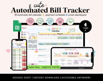 Bill Google Sheets Bill Calendar Spreadsheet Monthyl Bill Planner Bill Payment Tracker Spreadsheet Monthly Bill Checklist Planner