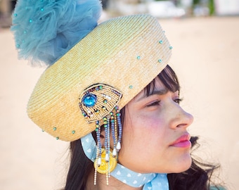 Pompom Hat - Women's Summer Hat - Beach Hat for Ladies - Summer Straw Hat - Straw Hat Women