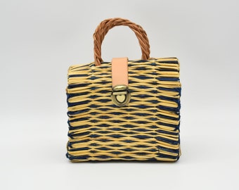 Noa Basket Bag - Natural Straw Handbag - Wicker Basket - Handmade Handbag - Top Handle Bags - Unique Bag - Mother's Day Gift - Gift for Mum