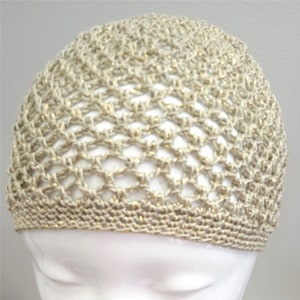 Pale Gold Sparkle Skull Cap, Champagne Gold Gehaakte Mesh Skull Cap afbeelding 2