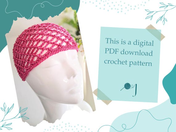 Crochet Skull Cap Pattern, Diamond Mesh Party Hat (PDF Download