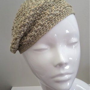 Pale Gold Sparkle Skull Cap, Champagne Gold Gehaakte Mesh Skull Cap afbeelding 9