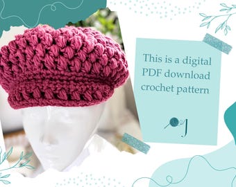 Crochet Newsboy Cap Pattern: Chunky Retro Style (PDF Download)