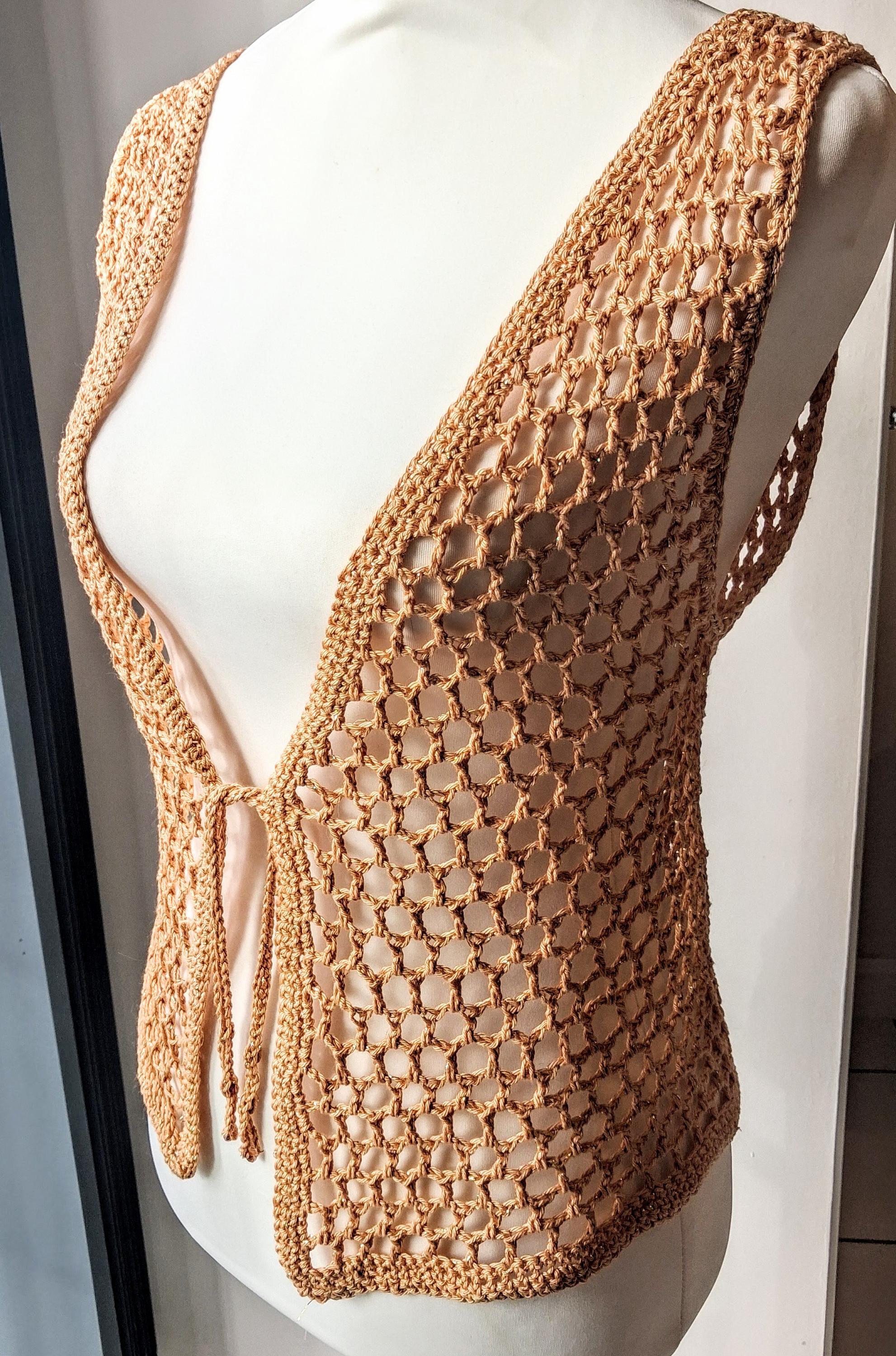 Gold Crochet Mesh Vest: Janis Joplin Style Festival Waistcoat - Etsy