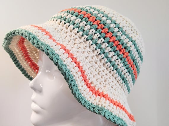 Crochet Bucket Hat | Fall Festival -Brown, Coral, Mustard Creaaacademy Crochet Bucket Hat Recipe Coral Reef Bucket Hat  main image 4