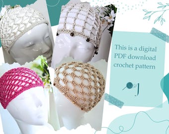 Crochet Skull Cap Pattern Collection, Mesh Boho Style (PDF Download)