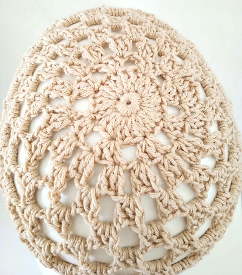 Crochet Skull Cap Pattern, Square Mesh With Wooden Beads (PDF Download ...