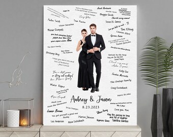 Wedding Guest Book Alternative Guest Book Wedding Personalized Guest Book with Oil Paint Portrait Guestbook Wedding Alternative Canvas Decor