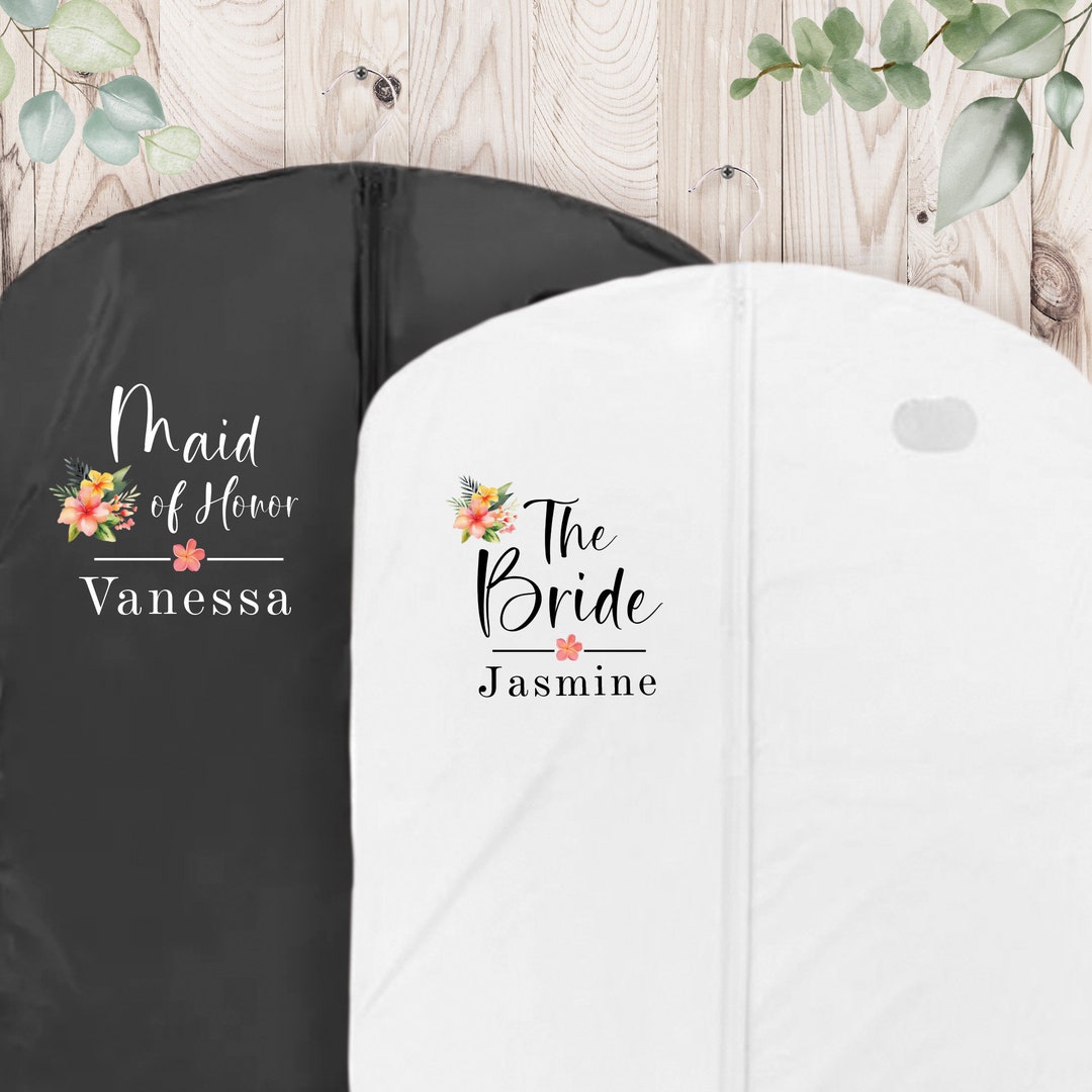 Personalized Dress Garment Bags for Bridal Party, Custom Destination