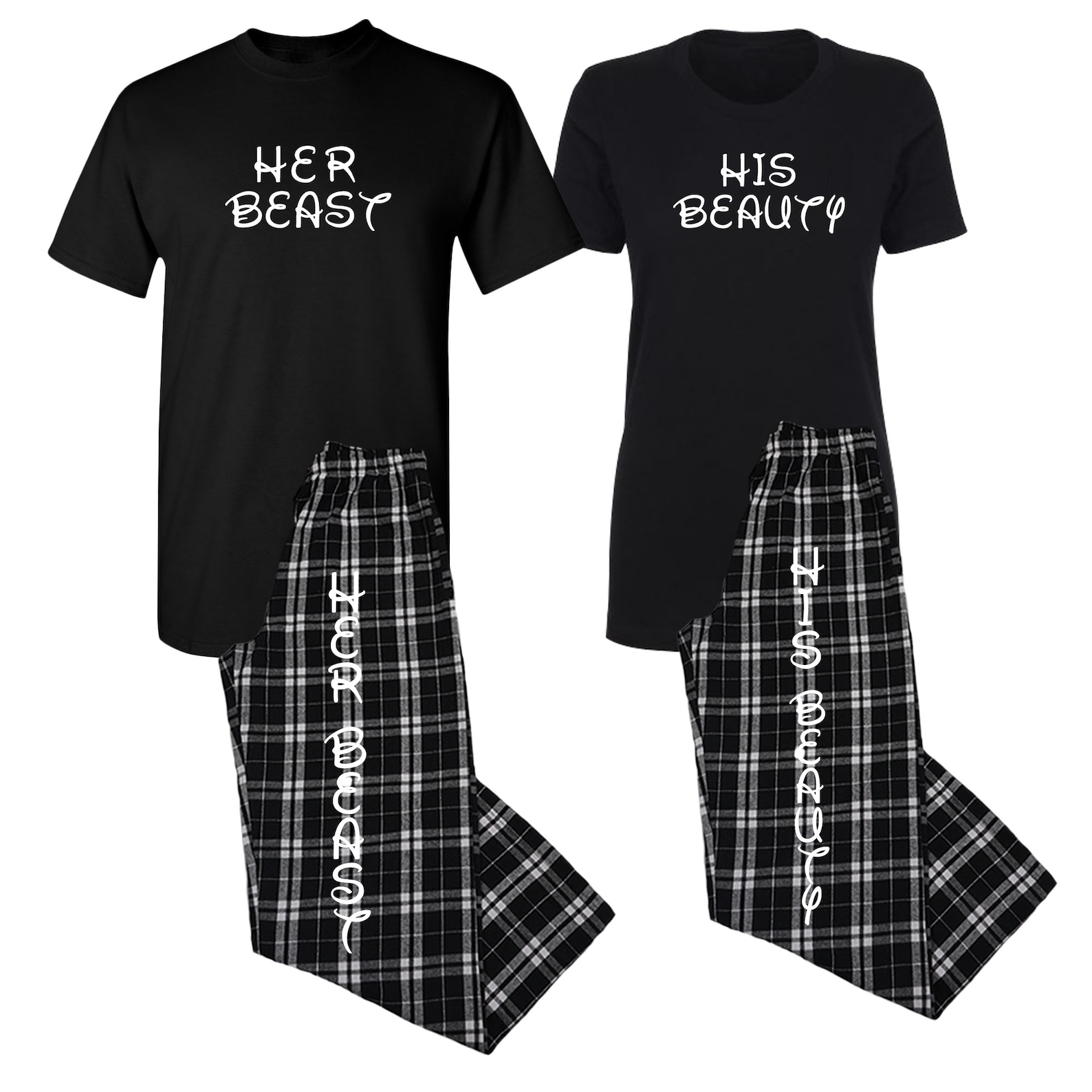 His Beauty Her Beast Matching Couples Pajama Sets Custom His Etsy