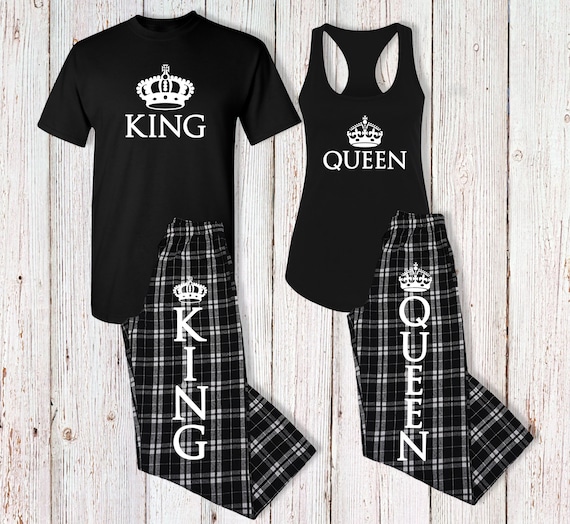 King & Queen Matching Couples Pajama Sets Custom Pajamas His and