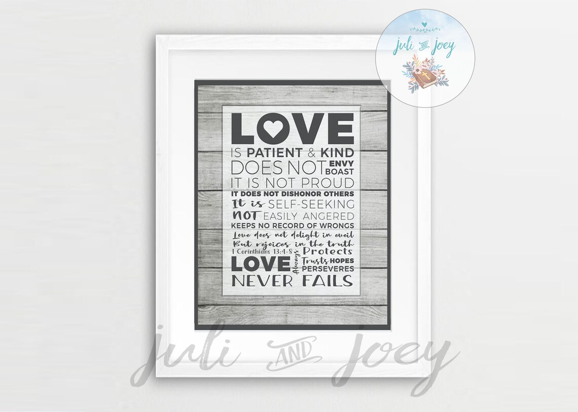 Printable Wall Art Love Never Fails Digital Download - Etsy