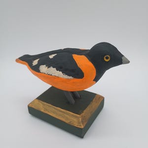 Baltimore Oriole Song Bird Hand Painted Woodcarving on Base