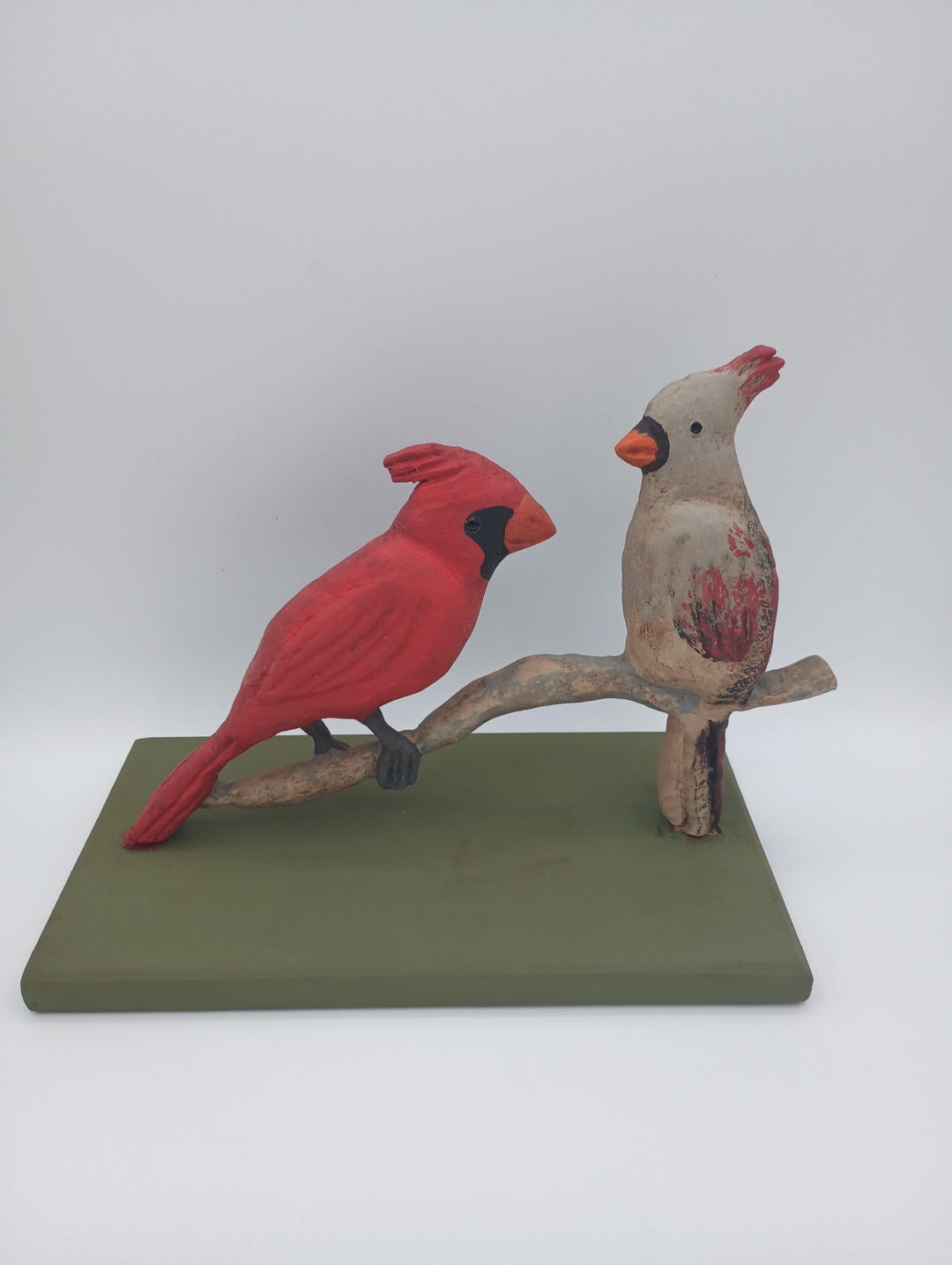 Cardinal Set Male and Female 3D on Base Woodcarving, Audobon Society ...