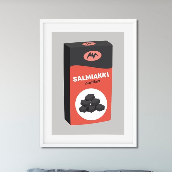 Salmiakki Print, Salmiakki Poster, Salt Liquorice Print, Salt Licorice Poster, Finland Print, Finnish Design, Suomi, Salmiakki Lover's Gift