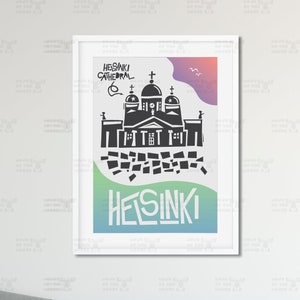 Helsinki Cathedral Print, Helsinki Cathedral Poster, Helsingin Tuomiokirkko, Helsinki Print, Helsinki Souvenir, Helsinki Illustration