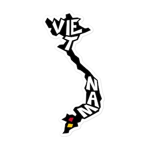 Retro Vietnam Map Sticker: Mid-Century Modern Travel Souvenir