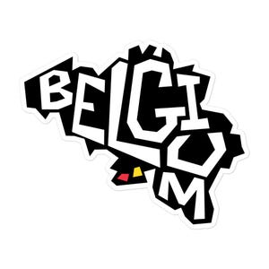 Pegatina de Bélgica, pegatina retro de mapa de Bélgica, pegatina de borde duro de mapa de Bélgica, mapa moderno de Bélgica de mediados de siglo, recuerdo de Bélgica