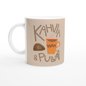 Kahvia ja Pullaa Muki, Coffee and Pulla Mug, Finnish Coffee Mug, Finnish Coffee Cup, Kahvi, Pulla, Pop Art, Finnish Design, Finland Design