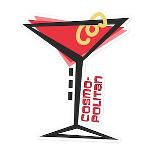 Cosmopolitan Cocktail Sticker: Playful Caricature Style Laptop Decal