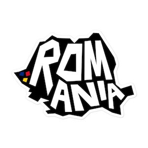 Retro Romania Map Sticker: Mid-Century Modern Style