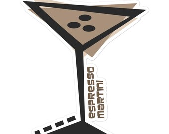 Espresso Martini Cocktail Sticker: Durable Vinyl Laptop Decal