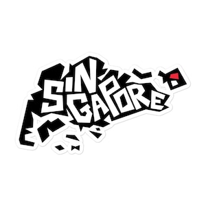 Retro Singapore Map Sticker: Mid-Century Modern Souvenir