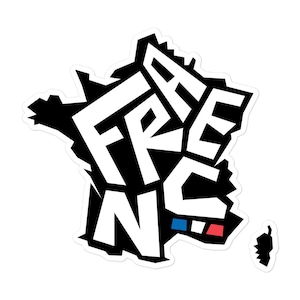 Pegatina de Francia, pegatina retro de mapa de Francia, pegatina de mapa de Francia con borde duro, mapa moderno de Francia de mediados de siglo, recuerdo de Francia