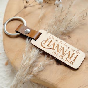 Custom Wooden Keychain with Name, Engraved Text & Date, Perfect Gift for Her, 5th Anniversary, Birthday, Personalized Key Chain