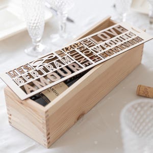 Personalized Wooden Wine Box, Wedding Couple Gift, Custom Engraved Bottle Box, Engagement Present, 5st Anniversary Gift for Couple