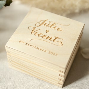 Box for wedding rings, ring pillow, rustic wedding ring box, wooden box, heart, individually personalized box with engraving