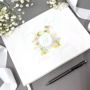 Libro Degli Ospiti Personalizzato Per Matrimonio In Velluto Bianco Con Monogramma, Libro Fotografico Personalizzato Per Matrimonio